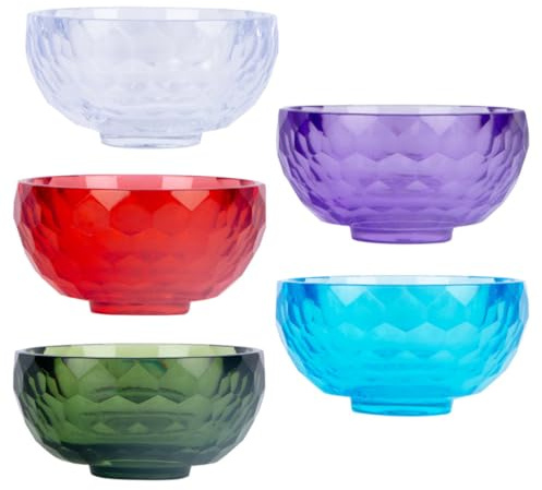 Bol de Masque Facial en Acrylique 6cm Lot de 5 Pièces Couleur Aléatoire | Diamètre Compact, Facile à Nettoyer, pour Voyages et Soins Maison Couleur Aléatoire