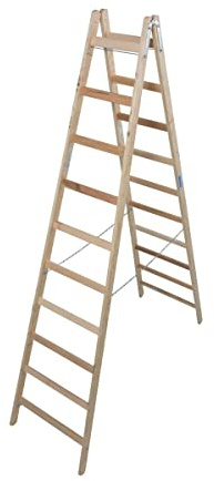 Sprossen-DoppelLeiter, (Holz), Arbeitshöhe 4,09 m,Standhöhe 2,85 m, Leiternlänge 2,91 m, Gew.17 kg