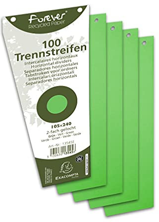 Exacompta 13545B 100er Pack Karton-Trennstreifen. Trapezform grün. Für eine übersichtliche Anblage Ihrer Dokumente. Trennlaschen Trennblätter Ordner Register Blauer Engel