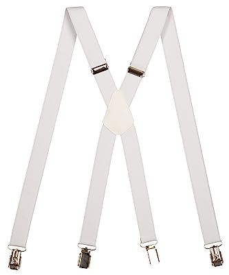 Olata Unisex-Hosenträger in X-Form, Schmal, 25 mm, Weiß