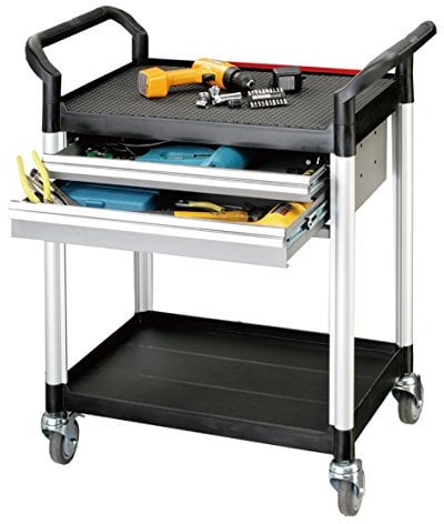 T-EQUIP Kunststoffwagen mit 2 Schubladen PSC-122, 2 Etagen, LxBxH: 850 x 480 x 950 mm, Kapazität: 200 kg