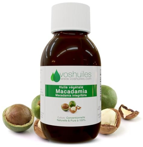 VOSHUILES - Huile Végétale de Macadamia Noisette - 100ml - Soin Naturel pour Peau et Cheveux - Hydratation et Nutrition - Qualité Premium - Usage Cosmétique et Massage