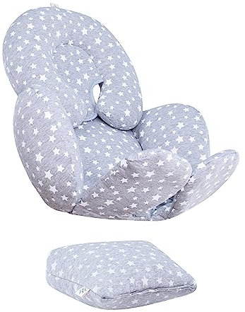JYOKO Kids Sitzverkleinerer Antiallergikum Universal Baby 100% Baumwolle (White Star, Enthält Kopf-, eine Körper- und eine Rückenstütze)