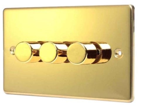 POLISHED BRASS 3 GANG 2 WAY 500 WATT DIMMER SWITCH C357PBW