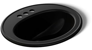 KOHLER K-2196-4-7 Pennington Self-Rimming Bathroom Sink, Black Black