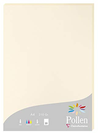 Clairefontaine 24204C Packung mit 25 Karten Pollen 210g, DIN A4, 21 x 29,7cm, Elfenbein