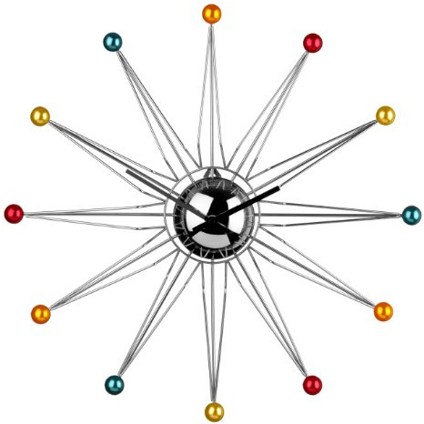 Premier Housewares Metal Spike Wall Clock - Multi-Coloured