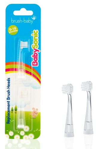 Brush-Baby BabySonic Ersatzköpfe für elektrische Zahnbürste | Geburt - Erste Zähne | 0 - 18 Monate | Inklusive 2 Ersatzbürstenköpfe 0 - 18 Monate