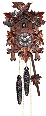 ISDD Cuckoo Clocks Kuckucksuhr Quarz, 5 Blätter, Vogel EN 522 Q