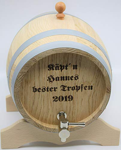 MAAJ® WEINFASS/WHISKYFASS/SCHNAPSFASS KOMPLETT AUS EICHENHOLZ 1,2,3,5,10L - MADE IN SLOWENIEN (5 L - Metallhahn - ohne Grav)