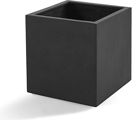 Luca Lifestyle Pflanzkübel ''Grigio Cube'' Anthrazit Quadratisch Fiberglas *5 Jahre Garantie* - 60x60x60 cm - Premium Qualität - F888