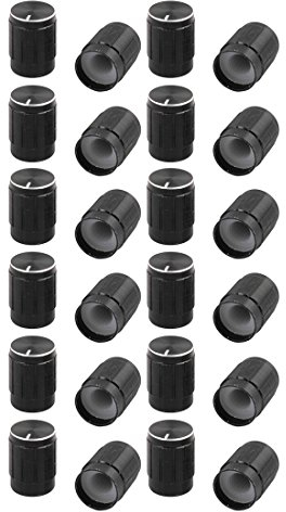 sourcing map 24 Pcs 6mm Durchmesser Aluminium Rund Potentiometer Drehknopf Kappe Schwarz DE de