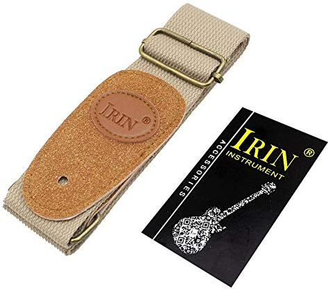 Gitarrengurt, Bequeme Dauerhafte Verstellbare Baumwolle Gewebt Gitarrengurt für klassische Folk Gitarre(Beige)
