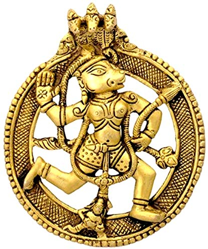 Purpledip Messing-Wand-Statue, Motiv: Hanuman Bajrang Bali während Lanka Dahan (11980)