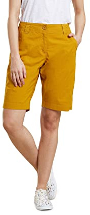 Mountain Warehouse Coast Stretch Womens Shorts - Lightweight 4 Way Stretch Short Pants, Easy Care Ladies Trousers - for Spring Summer, Travelling & Outdoors Mustard Women's Size 6