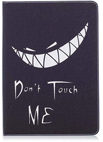 AIFILLE Kompatibel mit iPad 9.7 Zoll 2018/2017 Lederhülle Schwarz Don't Touch ME Großes Weißes Zahnmuster Jungs Brieftasche Herren Hülle Leder PU Stehende Abdeckung Tablethülle