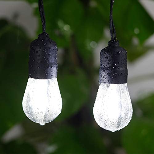 YOSION 30FT LED Outdoor String Lights Cool White, 10 x Hanging Sockets with Shatterproof Light Bulbs for Backyard Garden Patio Pergola Gazebo Bistro Christmas Tree Party