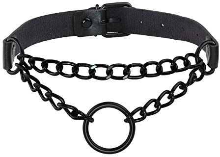 Manfnee PU Leder Choker Punk Goth Emo Circle Kette Choker Halsband Halskette für Frauen Männer verstellbar