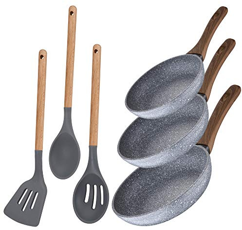 San Ignacio 3 Sartenes 22/26/28 + Set Utensilios, Daimiel, Aluminio Forjado, Inducción