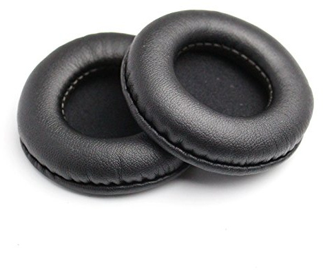 Almohadillas de repuesto de piel para los oídos de repuesto para la mayoría de los modelos de auriculares: diámetro universal 60 mm (1 par negro)