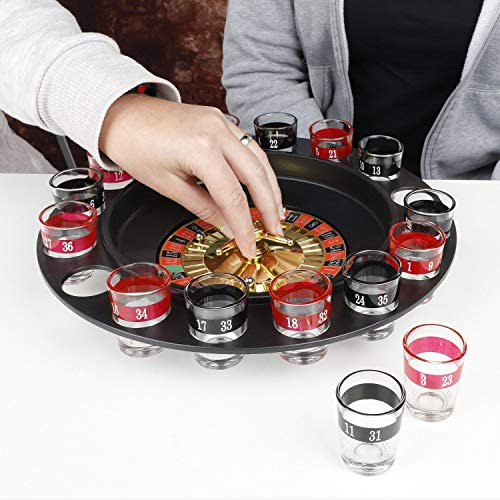 Haushalt International Trinkspiel Roulette - Partyspiel mit 16 Schnapsgläsern für Erwachsene