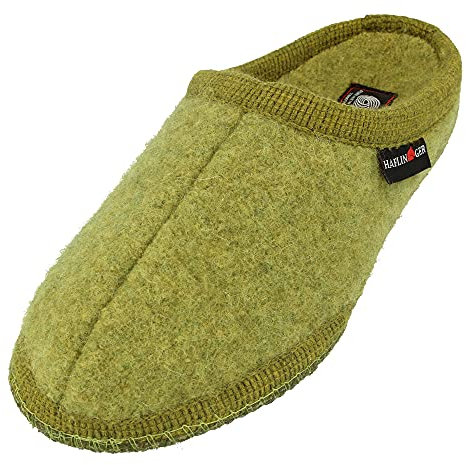 HAFLINGER Walktoffel Alaska Wolle Filzpantoffel Hausschuh Almgrün, Gr. 43