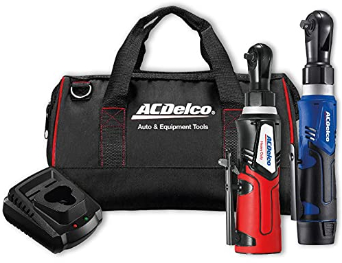 ACDelco ARW1209-K9 G12 Lithium-Ion 12V (10.8V) Electric 3/8 & 1/4 Cordless Ratchet Wrench Power Tool Combo Kit | Tool Set Includes x1 Battery Pack, Charger & Canvas Bag