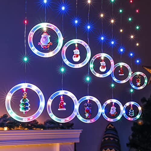 BLOOMWIN Lichtervorhang 3x0,65M Lichterkettenvorhang LED Lichterkette 8 Modi USB Weihnachtsbeleuchtung Stimmungslichter für Fenster Weihnachten Feiertage Fensterdeko Dekobeleuchtungkette Innen Bunt