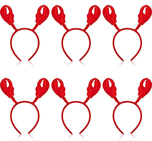Waydress Crab Headbands, Red Crayfish Lobster Claws Headband, Hair Hoop, for Cosplay, Seafood Lovers(6 Pieces)