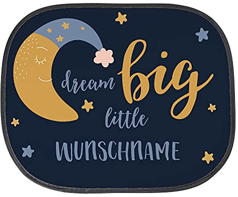 printplanet® - Autosonnenschutz mit Name Bedrucken - Sonnenblende selbst gestalten - Motiv: Dream Big