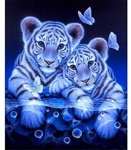 Puzzle 1000 Teile, Zwei weiße Tiger mit Schmetterlingen Puzzle Erwachsene 1000 Teile, Impossible Puzzle, Puzzle Kinder Mädchen, Geschicklichkeitsspiel für die ganze Familie, Puzzle Erwachsene 1000 Te