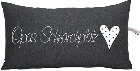 Mädchen sucht Kleid Kissen für Opa, Opas Schnarchplatz, Nackenrolle, Geschenk für Opa, Uropa, Großvater, 20 x 40 cm (anthrazit)