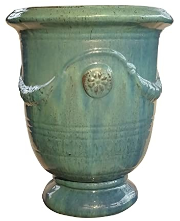 TucanoHamburg Blumentopf, Modell Anduze grün/blau 35x42cm, frostfest