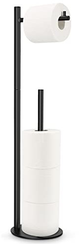 Bathth Toilettenpapierhalter, Ständer, Toilettenpapierständer freistehender Toilettenpapierhalter, Toilettenpapieraufbewahrung, Schwarz
