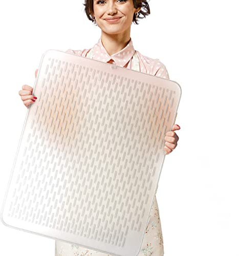 MonsterMat Extra große (76,2 x 61 cm) robuste Silikon-Abtropfmatte für Küchentheken (transparent, XL – 76,2 x 61 cm)