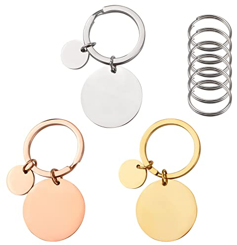 URROMA 3 Stück Persönliche leere Hundemarke, Edelstahl-Namensschilder rund ID Tag für Haustiere Hunde