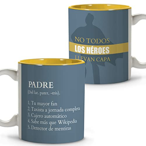 LolaPix Taza Papa. Tazas Dia del Padre. Tazas Desayuno Originales. Taza Ceramica 330 ml. Regalos con Frases. Héroes