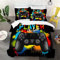 Wajade Game Controller Housse de Couette 220x240cm, Noir Tie Dye Gamer literie Set avec 2 taie d'oreiller 65x65cm, garçon Gamer Housse de Couette Set