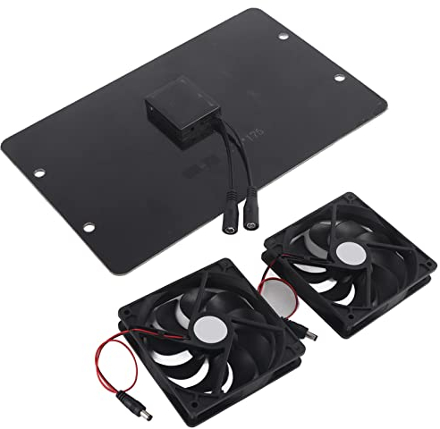 Kit de ventilador de panel solar, 10 W, 12 V, con panel solar, doble ventilador con cable de 1 m, ventilador de escape solar impermeable para invernaderos, gallineros, cobertizos, casetas