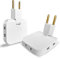 2x Mehrfachsteckdose Flacher Stecker mit 3 Adapter Steckdose | Steckdosenadapter EU-US | Flachstecker Mehrfachsteckdose mit 180º Drehbarer Kopf | Mehrfachstecker Flach 16A / 250V | Verteilersteckdose