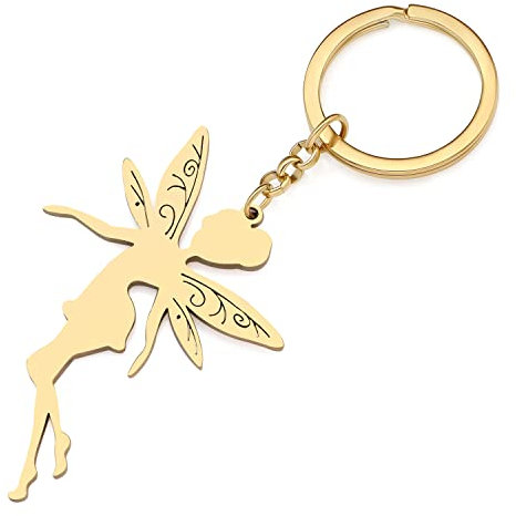 YAYAKO Llavero de Acero Inoxidable Mariposa Llaveros de Coche Joyas de Hadas para Mujer Niña Charms Mariposa Regalos (Dorado)
