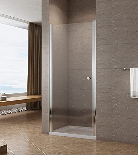 Nischentür Glastür Dusche 100 cm Duschtür Nische Schwingtür Pendeltür 6 mm ESG Klarglas Nano Beschichtung Verstellbereich von 100-103,5 cm Chromoptik beidseitig montierbar Höhe 197 cm