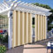 Qelus Outdoor Curtain Waterproof Windproof 2 Panels Pack W71''xH108'', Outdoor Curtains Pergola Gazebo Curtains, Thermal Insulated UV Protection Anti-snag Patio Drapes, Eyelets Top and Bottom, Beige