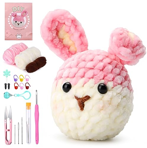 dipeer Häkelsets für Anfänger, Häkelset für Anfänger, Chenille-Häkelset für Erwachsene, Tiere, Häkel-Strick-Starter-Set, enthält Schritt-für-Schritt-Anleitung und Video-Tutorials