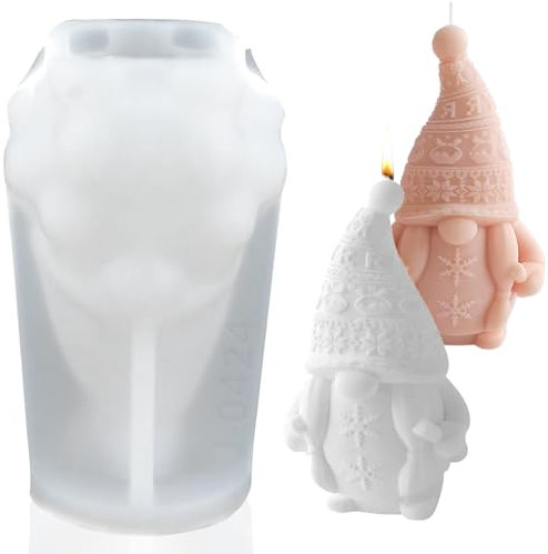 3D Christmas Candle Mould,DIY Gnome Moulds Silicone,Gnome Candle Mould,Christmas Dwarf Mould, Candle Mold Aromatherapy Plaster Silicone Mould,Dwarf Epoxy Resin Mold Craft Casting Mould (Style B)
