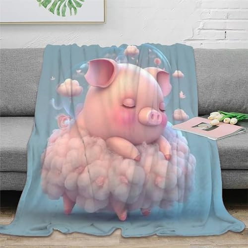 Strunt Niedliches Schweinchen Cartoon-Schwein Decke, Superweiche Fleece-Überwurfdecken Für Wohnzimmer, Bettwäsche, Sofa, Schlafzimmer, Kinder, Erwachsene, Ganze Jahreszeit 60x80inch(150x200cm)