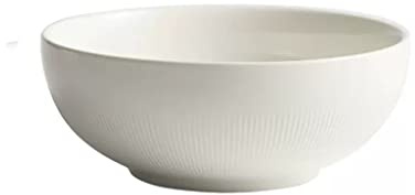 CHICKEN Salad Bowl Rice Bowl Household Ceramic Salad Bowl White Small Noodle Soup Bowl Large Two-Piece Set Salad Mixing Bowl (Size : L)