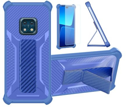 bojioderf Custodia per Nokia Xr20 Cover Custodia Case Ibrida [con Protezione dello Schermo in Vetro temperato] [Supporto Magnetico Pieghevole] [Resistente alle Impronte digitali Smerigliato] Blu