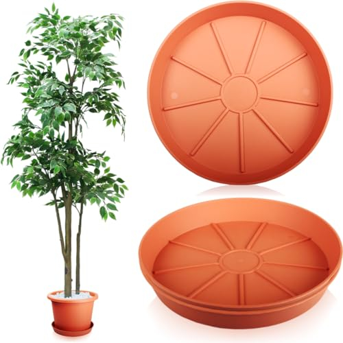 Stimo 3X Untersetzer für Blumentöpfe Ø 30 cm Terracotta Kunststoff Blumentopfuntersetzer (Terrakotta)