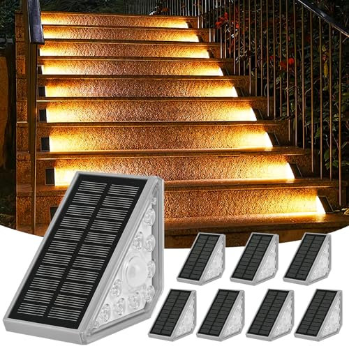 Weinsamkeit Solarlampen für Außen mit Bewegungsmelder, 8er-Set Solar Treppenbeleuchtung Außen - 1200mAh/3000K Warmweiß/IP65 Wasserdichte, Solar Treppenlicht für Gehweg, Treppe, Weg